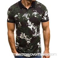 Mens Summer New Camouflage Printed Short Sleeve Fashion Lapel Camo Shirt Tops Green B07PRCVZ1V